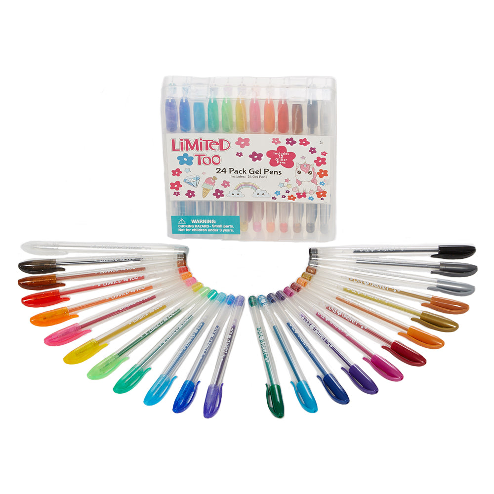 Limited Too Gel Pen Set for Girls, 24 Pack with Glitter Gel Pens